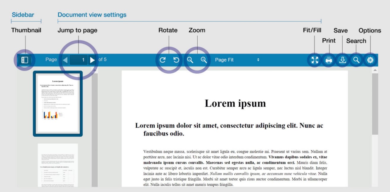 PDF Viewer 유저 인터페이스 화면