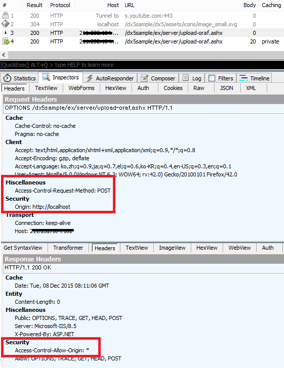 CORS success fiddler